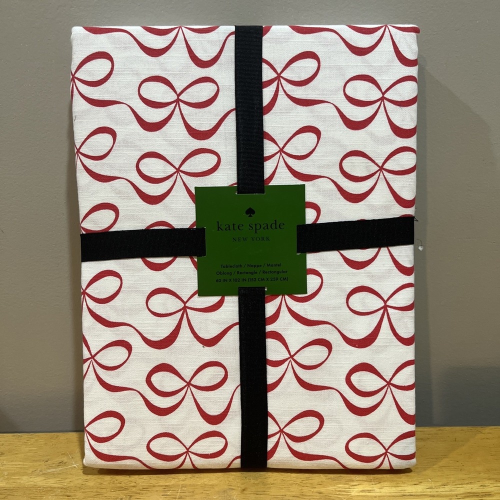 Kate Spade NY‎ Valentine/Christmas Tablecloth Red Bow 60x102" Oblong Fabric
